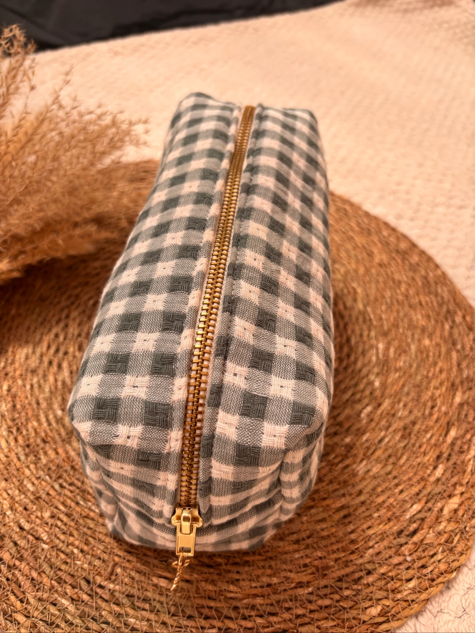 Trousse de toilette L Vert sauge fait main  – photo 6